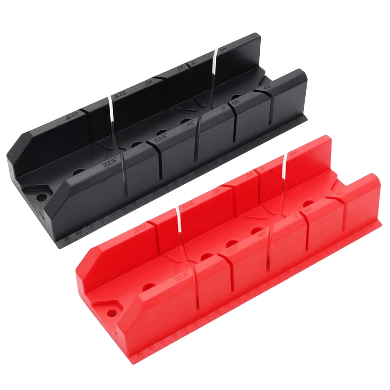 1PC 10/12inch Wood Cutting Clamping Miter Saw Box Multi-function Angle Cabinet 22.5/45/90 Degree Diagonal Saw Cabinet Black/Red