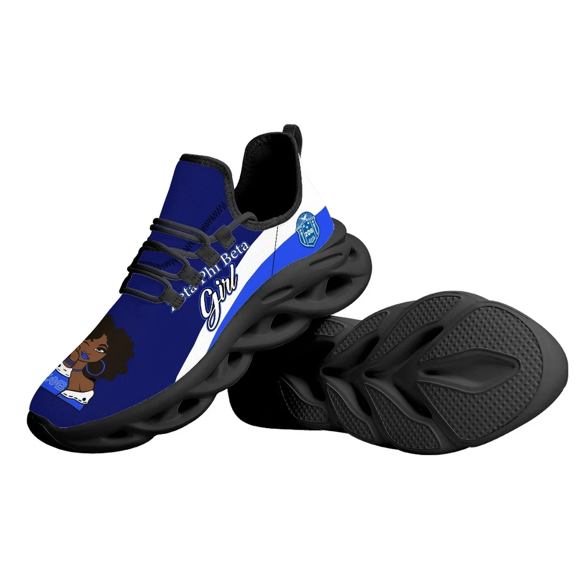 INSTANTARTS Zeta Phi Beta Blue Print Ladies Platform Flats Summer Non-Slip Outdoor Mesh Shoes Casual Sneakers for Women Zapatos