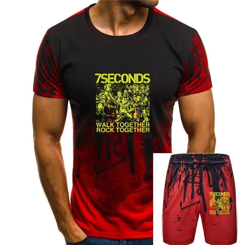 

New 7 Seconds Walk Together Rock Together Men's Black T-Shirt Size S-5XL Cool Gift Personality Tee Shirt