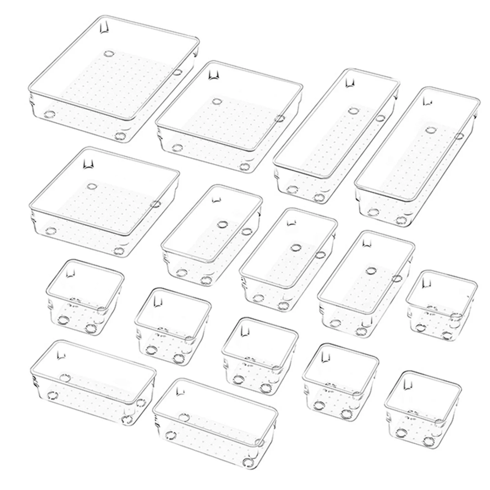 

Clear Drawer Organizers 16 Pieces Organizer Trays As Kitchen Bathroom Junk Desk Makeup Or Vanity Drawer Organizers Useful Drawer