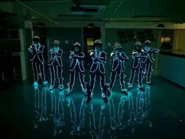 

2023 Personalized Customize men LED Tron Dance Wear short sleeve A1593 sky blue grey navy black white rose red