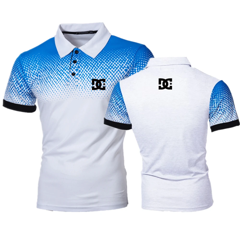 

DC Letter Printing 2022 Summer New Fashion Mens Polo Shirt 3D Trend Lapel Men Casual Short-Sleeved T-Shirt Top Men Clothing