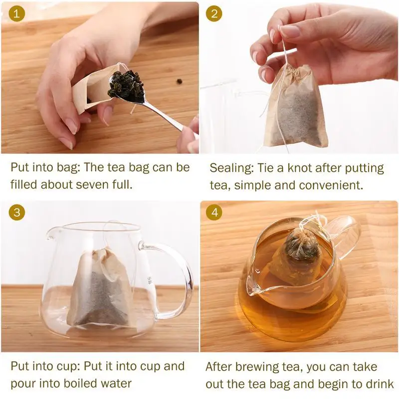 Чайный пакетик 100 шт. чайные пакетики биоразлагаемая бумага на шнурке