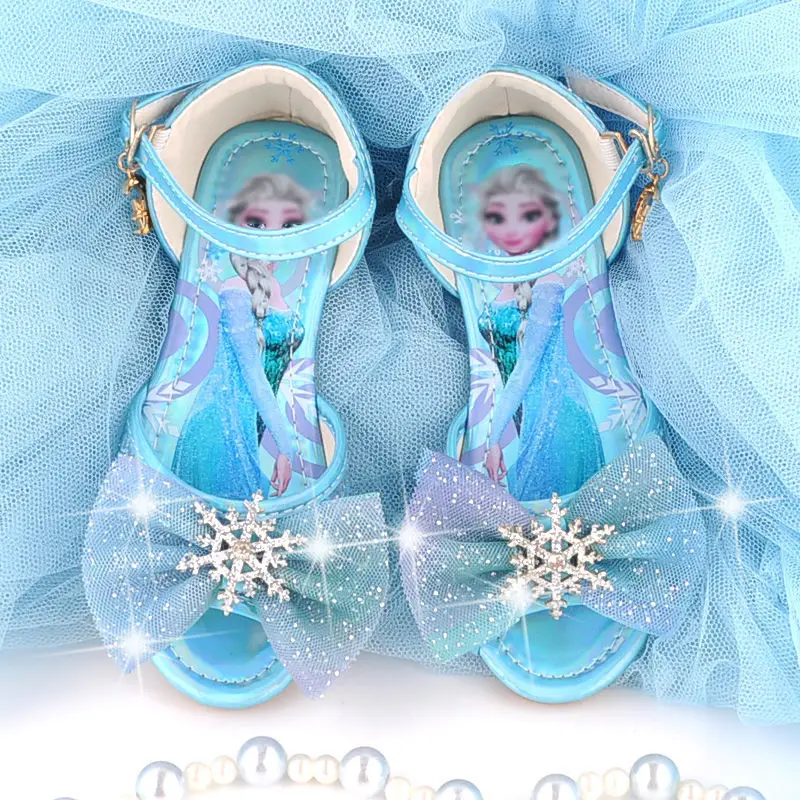 

Disney Kids Shoes For Girl Sandals Frozen Princess Elsa Cartoon Baby Summer Girl Blue Shoes Snowflake Fashion Sandals Flat