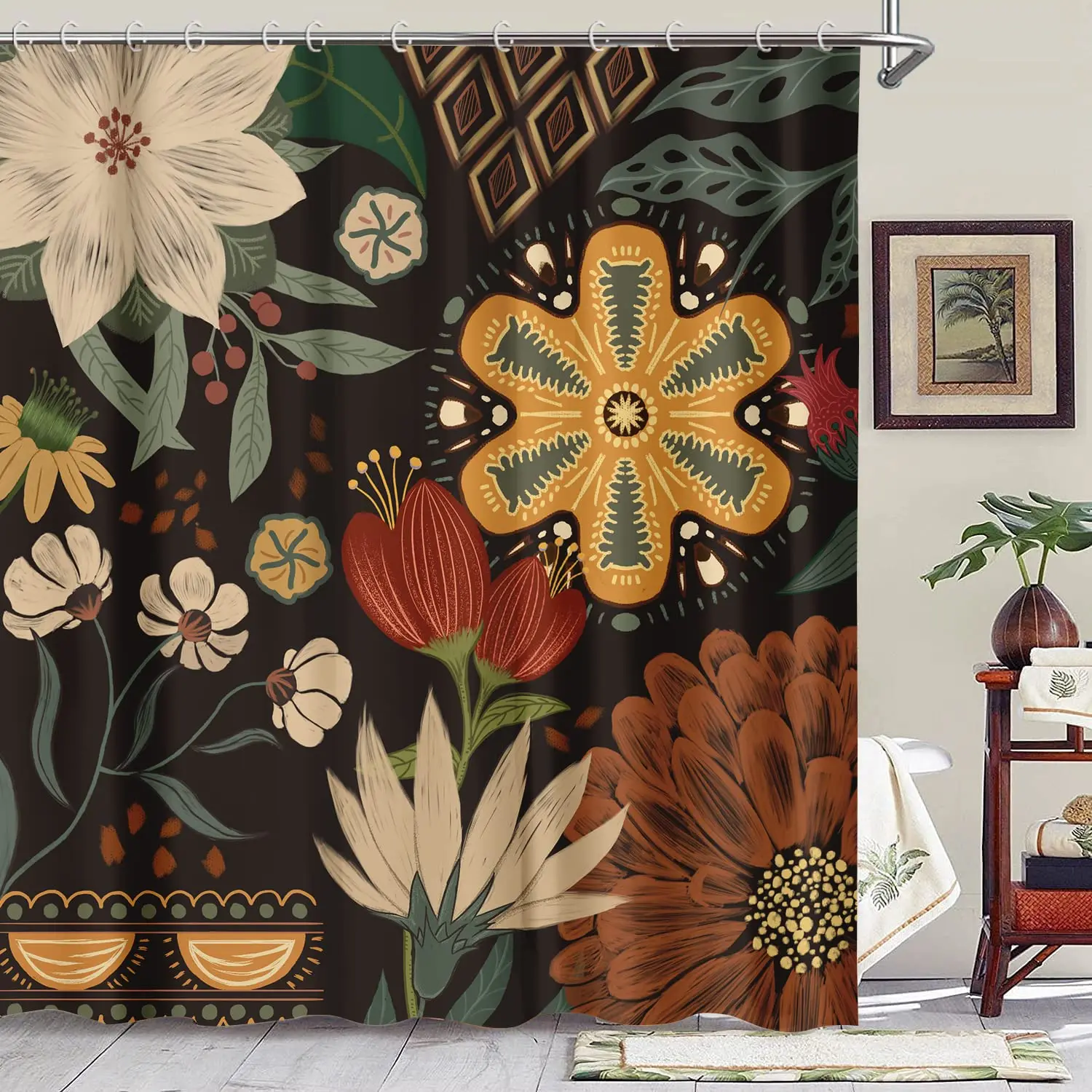 

Зеленая душевая занавеска William Morris из полиэстера