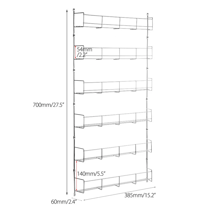3456 tier spice seasoning kitchen rack cabinet shelf door organizer wall mount holder storage shelf pantry space saver racks free global shipping