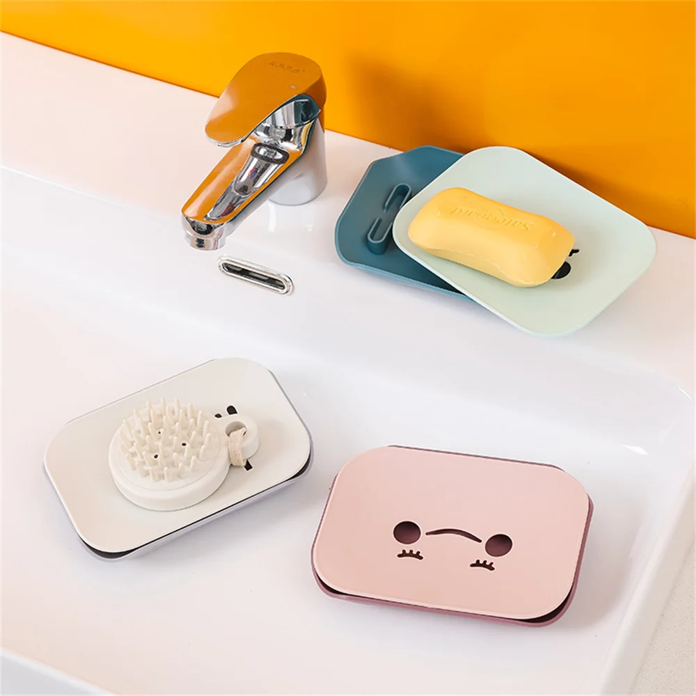 

Dormitory Family Common Soap Dish Cartoonish Convenient Soap Rack Double Layer Drainage Soap Box Cactus Soap Box