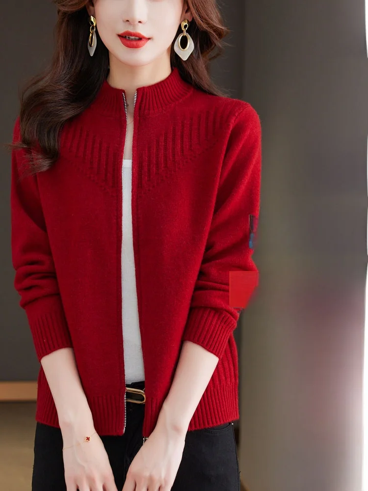 Hengyuanxiang Sheep 00 свитер из чистой шерсти женский кардиган на молнии с