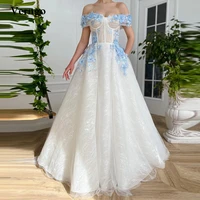 verngo elegant whtie lace sequin tulle wedding dresses off the shoulder sleeves 3d flowers women bridal gowns robe de mariage