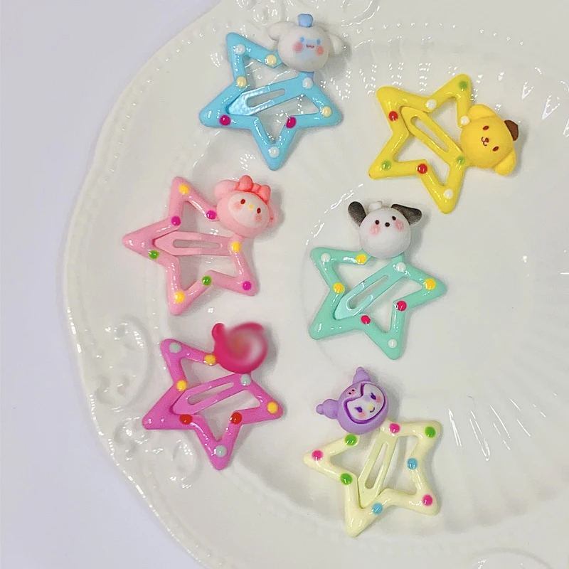 

Sanrio My Melody Cinnamoroll Pochacco Kuromi Cartoon Hairpins Set Children Sweet Hair Decorate Metal Hair Clip Hair Accessories