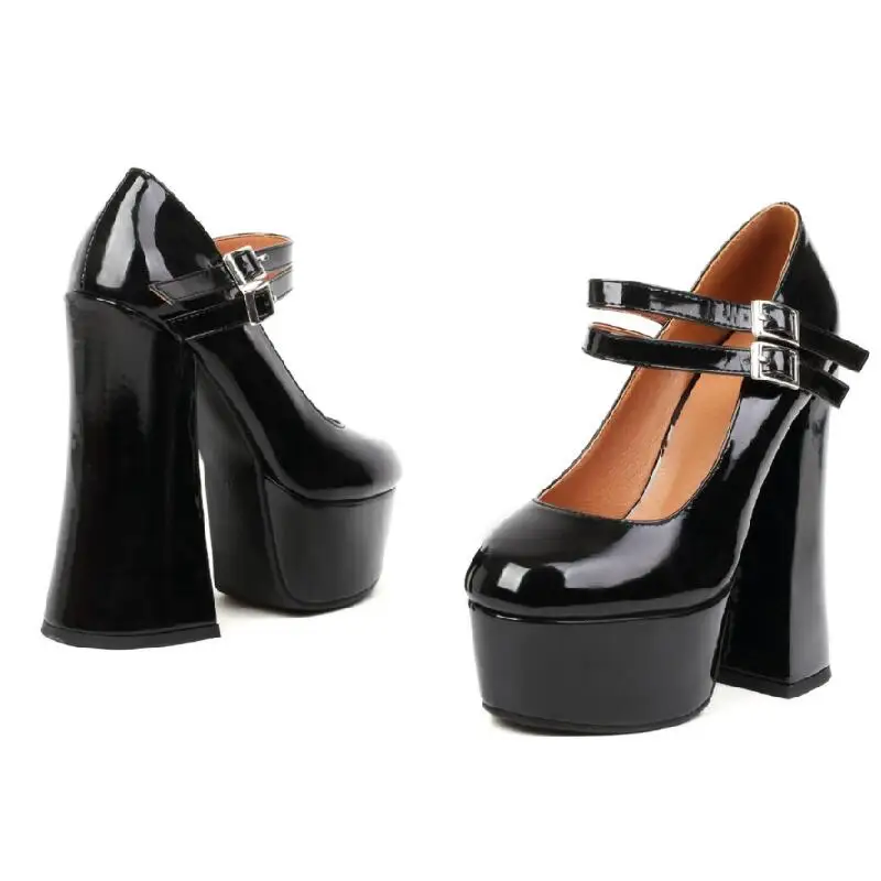 Women's Sexy Party Shoes New Patent Leather Thick High Heel Platform Pumps Black Red Yellow Green Pink Wedding Big Size 42 |