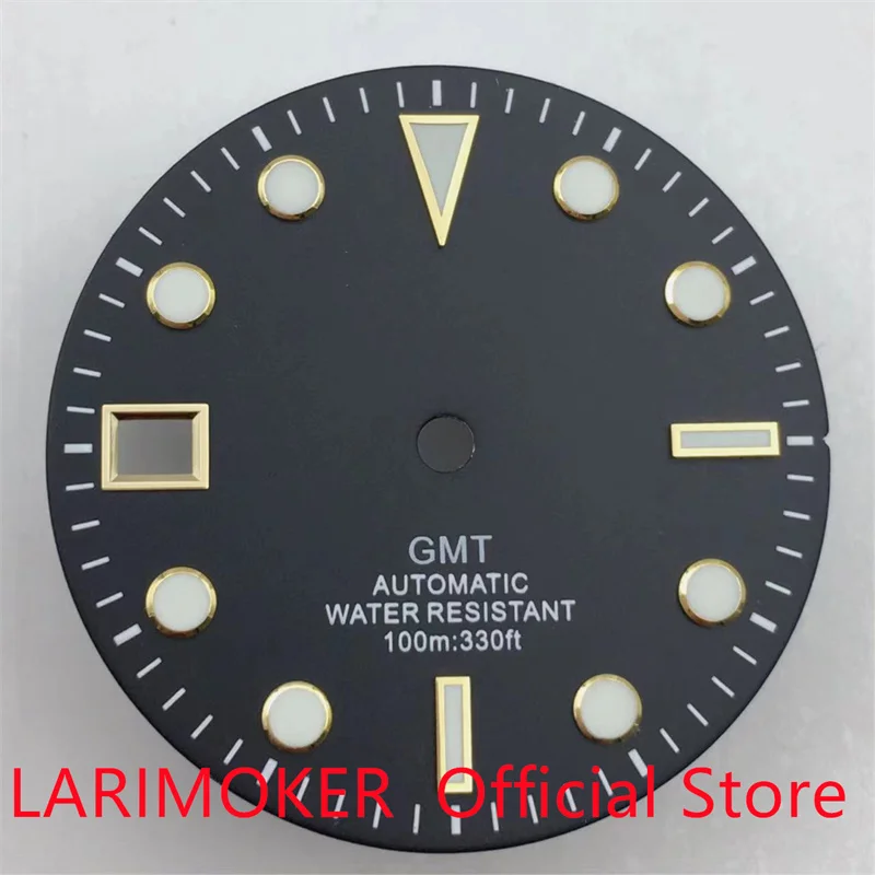 

2 LARIMOKER 29mm Sterile dial green Lumious Suitable for NH34(GMT)9 o'clock date movement