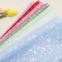 150x100cm shiny soft tulle mesh fabric colorful star printed princess girls summer dress handmade diy clothing decoration fabric