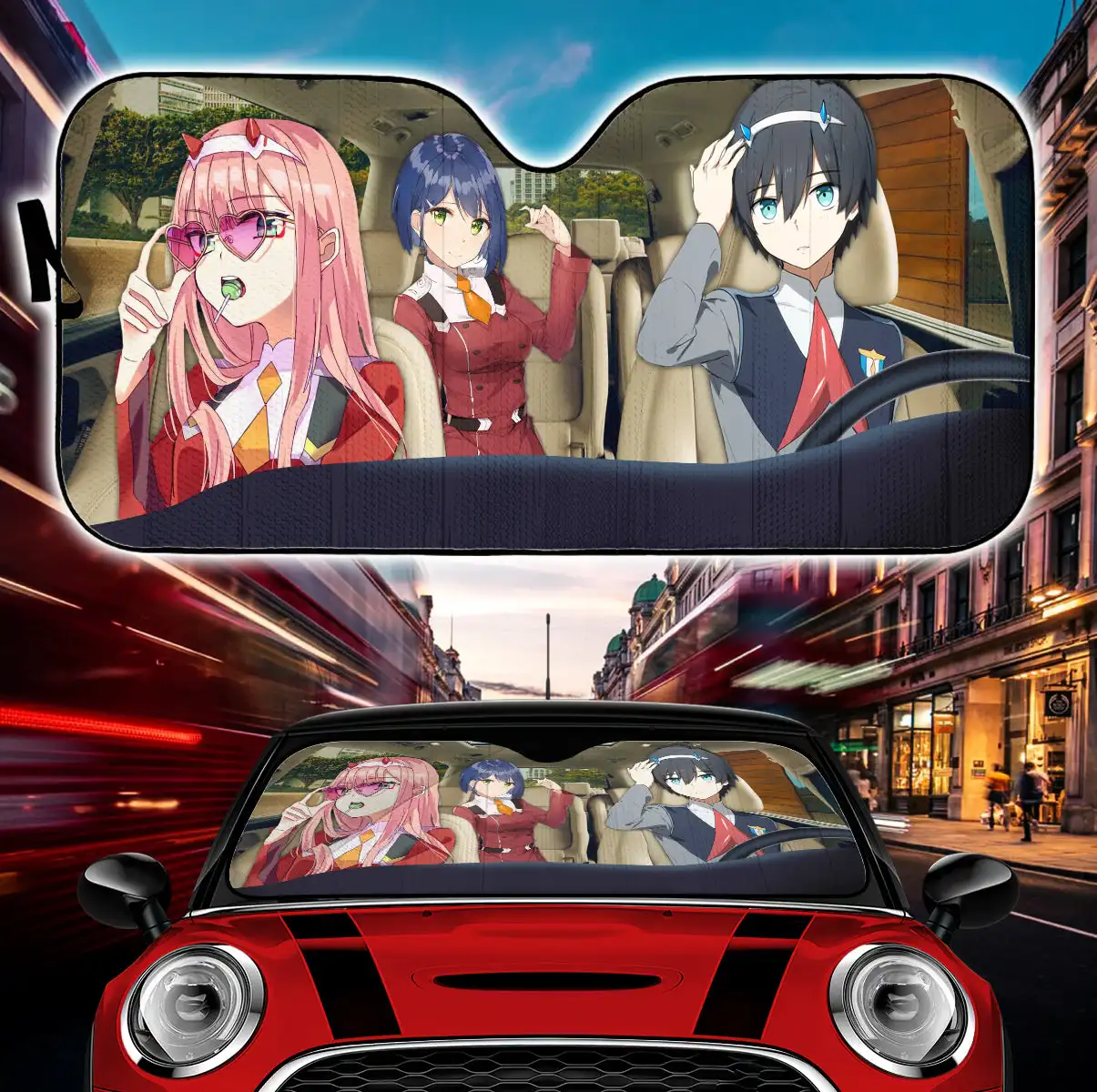 

Darling In The Franxx Hiro Zero Two Ichigo Car Auto Sunshades