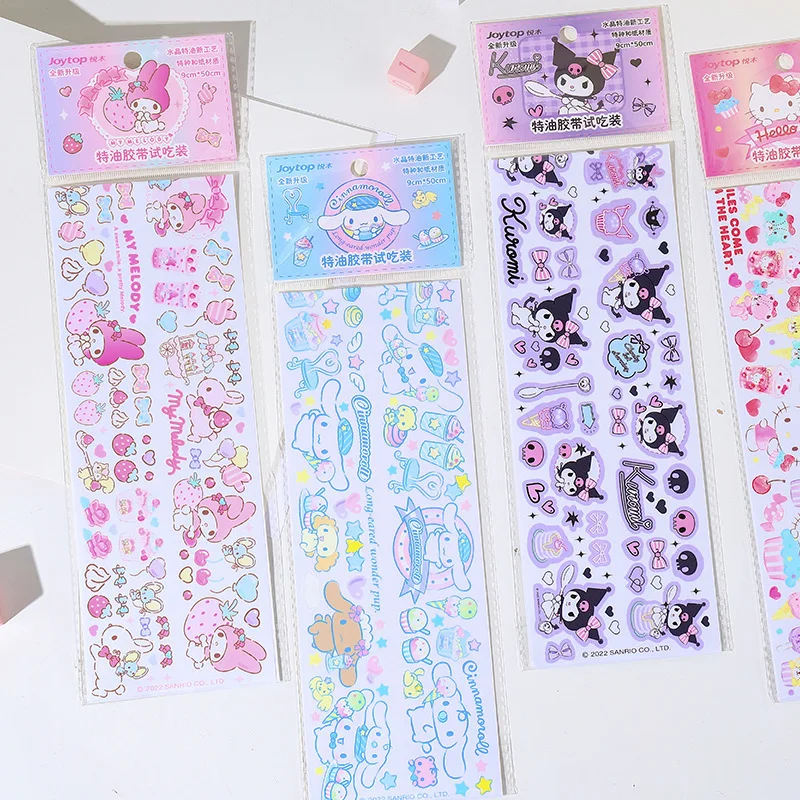 

Anime Sanrio Sticker Kawaii Cartoon Hello Kitty Kuromi Cinnamoroll Cute Hand Account Journal Decorations Children Toy Gift