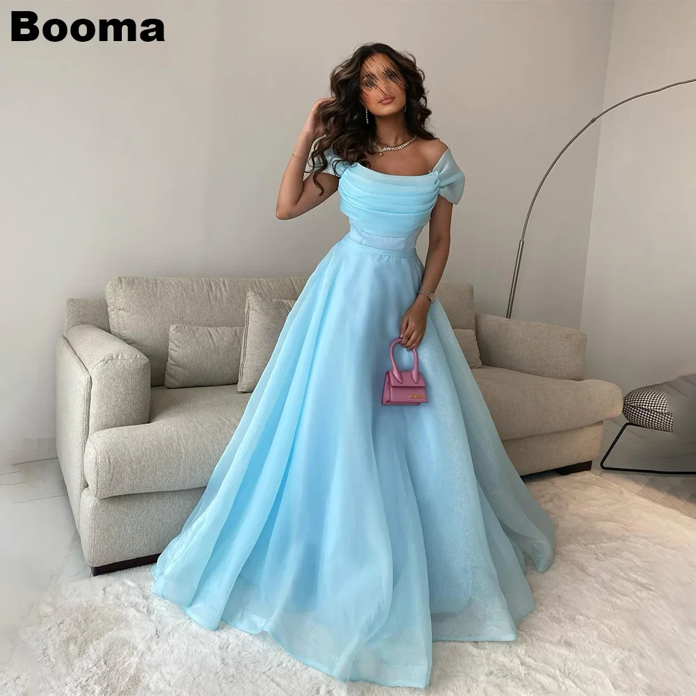 

Женское платье с открытыми плечами Booma, голубое вечернее платье в стиле Саудовской Аравии, ТРАПЕЦИЕВИДНОЕ платье для выпускного вечера