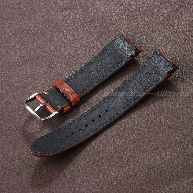 Ремешок для часов из натуральной кожи с изогнутым концом 20 мм 22 Seiko Omega дышащий