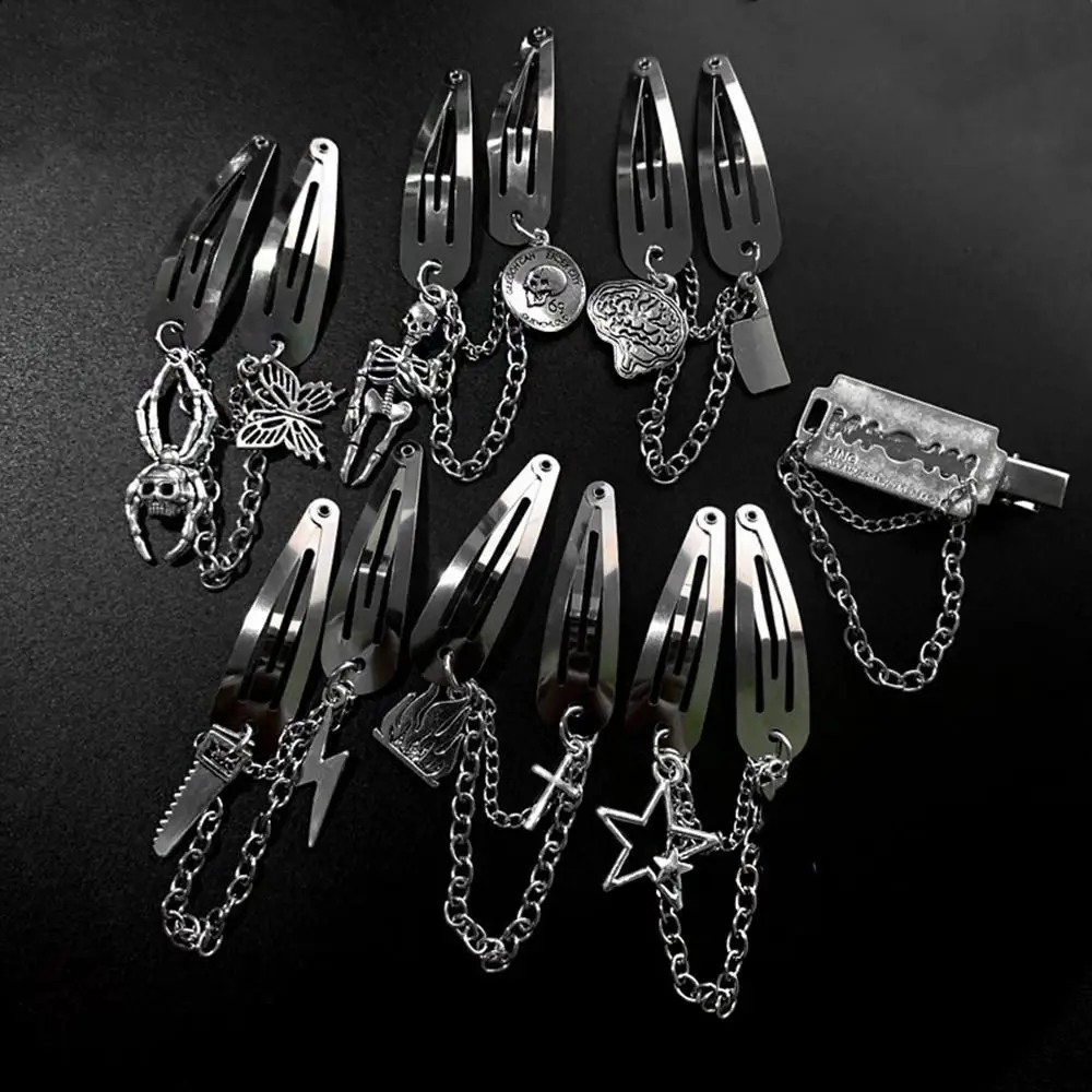 

Chain Heart Metal BB Clip Butterfly Punk Hair Clip Women Hair Accessories Korean Style Hairpin Cool Cross Barrette