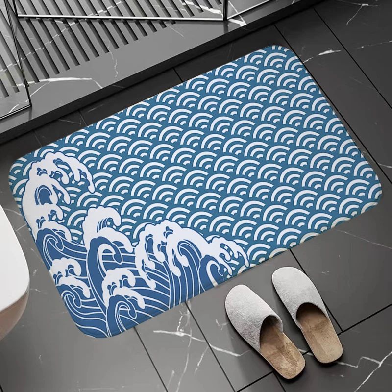 

Great Wave Off Art Living Room Mat Flannel Floor Rug Welcome Home Decoration Multiple Choice Area Rugs Bedroom Carpet Bath Mats