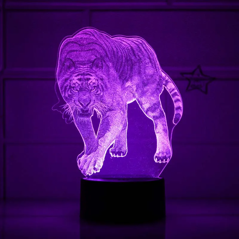 Elephant Tiger Gorilla Cartoon 3D Lamp Acrylic USB LED Night Lights Xmas  Christmas Decorations for Home Bedroom Birthday Gifts images - 6