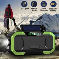 2022 portable solar radio outdoor camping radio waterproof 5000mah power emergency flash light survival bluetooth speaker sos