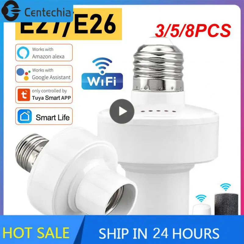 

3/5/8PCS Remote Contro Bulb Base Smart Life Lamp Holder Tuya Smart Light Bulb Adapter Wireless Work With Alexa Google Home Alice