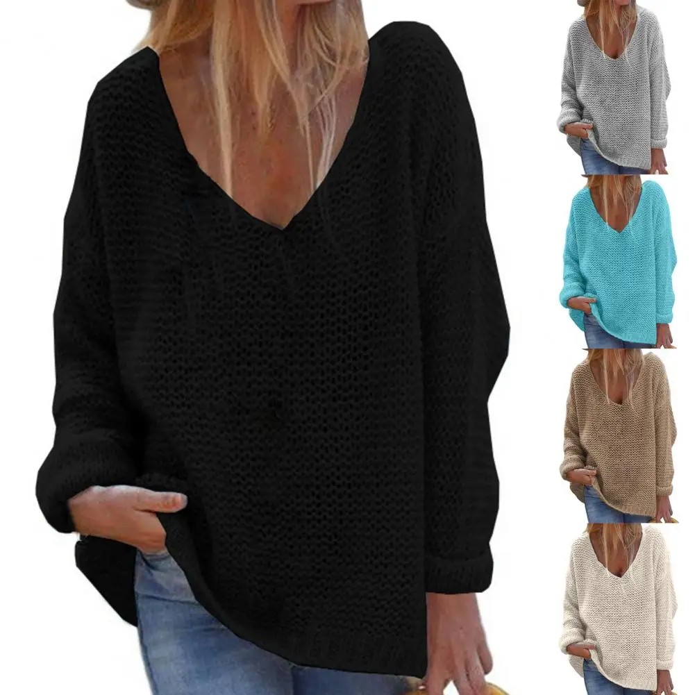 

Comfortable Classic V-Neck Casual Sweater Top Soft Pullover Sweater Loose Fit for Outdoor