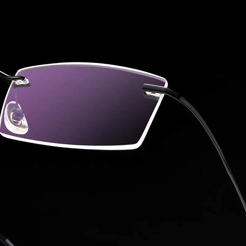 Очки без оправы для мужчин и женщин чистый титан Прямоугольная форма оправа