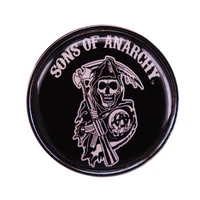 sons of anarchy scythe reaper motorcycle club television brooches badge for bag lapel pin buckle jewelry gift for friends