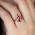 Уникальное кольцо с натуральным ромбом 2 в 1 с рубином свадебное кольцо набор ювелирных изделий Свадебные Кольца для женщин принимается Прямая поставка