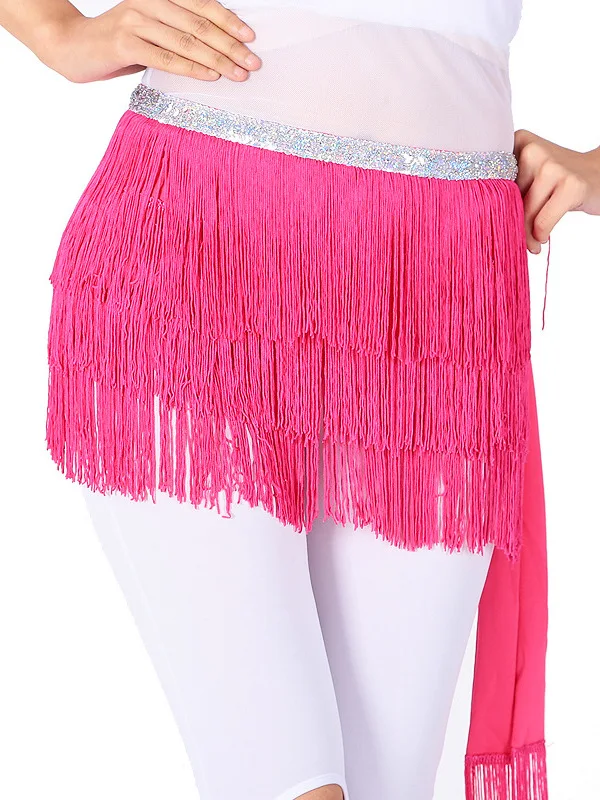 

Encrypted tassel waist chain dance skirt belly dance waist scarf Hip Scarf Latin dance half skirt ball tassel lace up skirt