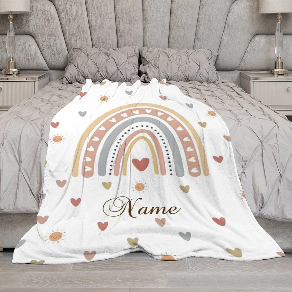 Одеяло в стиле бохо на заказ с радугой персонализированное одеяло и сердечком