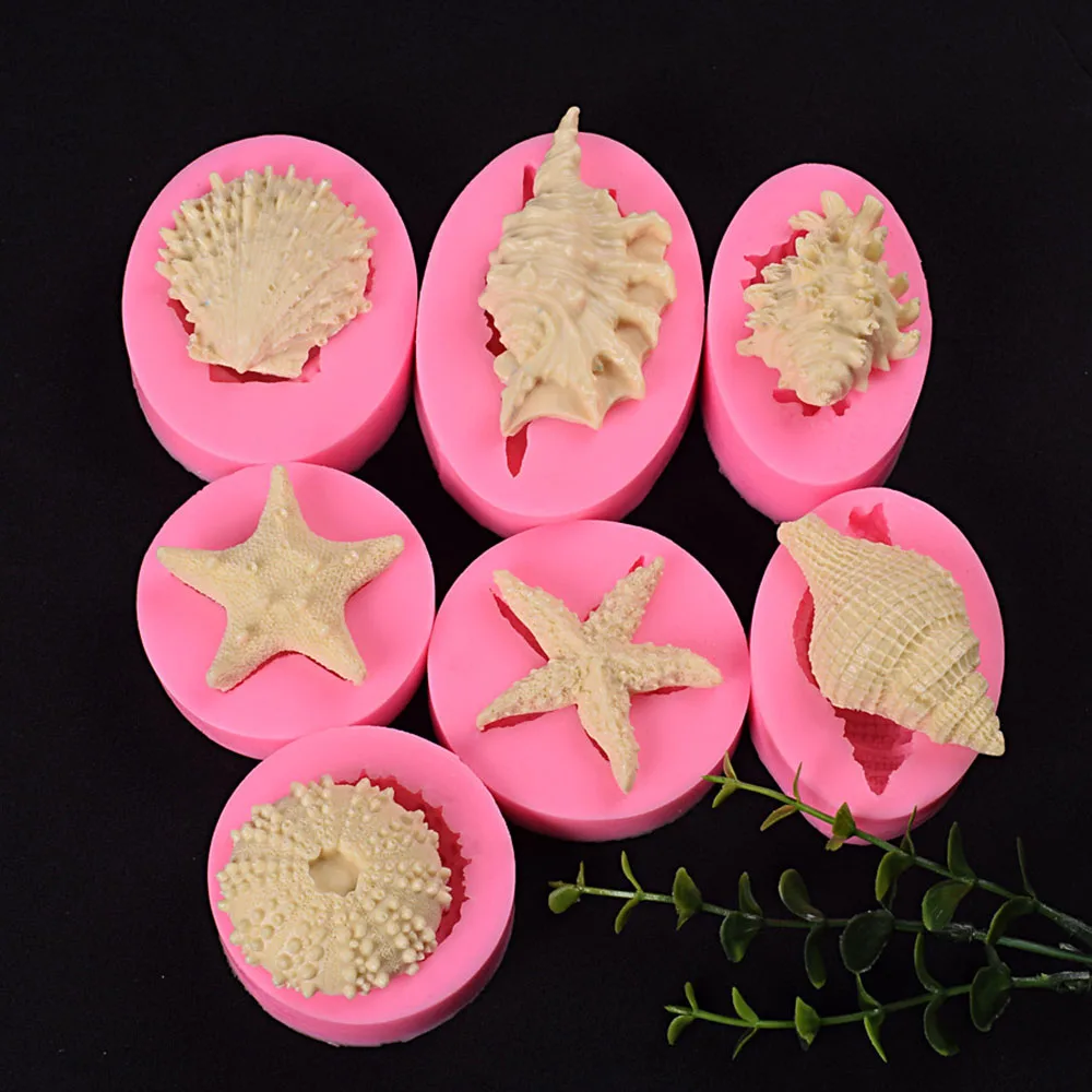 

Ocean Series Pearl Conch Starfish Seashell Silicone Mould Fondant Baking Mold Diy Cake Decoration Handmade Soap Kitchen Mold
