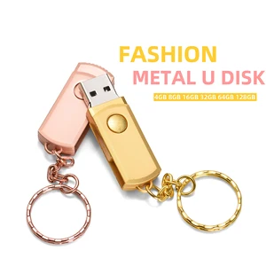 JASTER High Speed USB Flash Drive 8GB 16GB 32GB 64GB 128GB Rose Gold Metal Pen Drive Key Chain Memory Stick U Disk Custom Logo