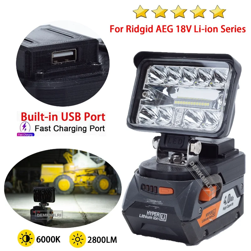 Portable For Ridgid AEG 18V Li-ion Battery (2800LM)  New LED Work Light Familiale Camping Outdoor Travel Light