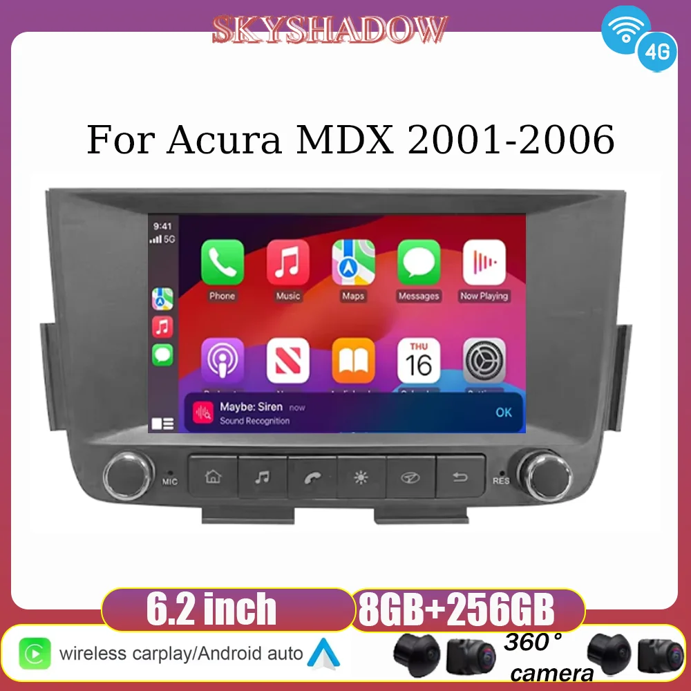 

Для Acura MDX 2001 2002-2006 навигация Android 14 автомобильный радиоприемник беспроводной CarPlay головное устройство экран стерео 2 din без 2din 4G WIFI BT