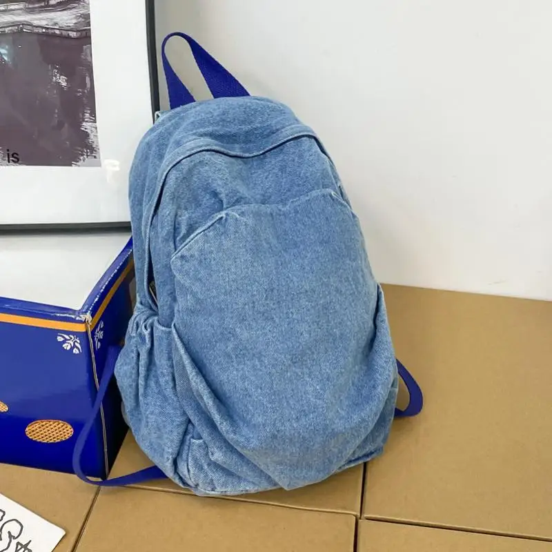 

Denim Fabric Women's Backpack Bag 2022 Trend Outdoor Travel Schoolbags for Student Large Capacity Fashion Female Backbags