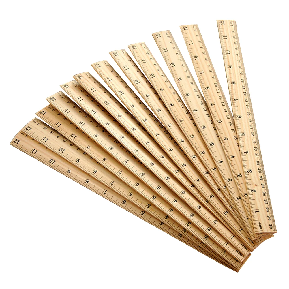 

30pcs Wooden Ruler Double Scale Measuring Ruler for Home School Classroom Office (30cm) Rulet Rulers