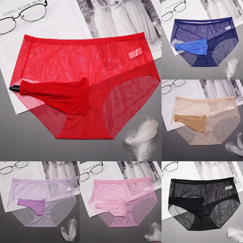 

Sheer Mesh Panties Briefs Mens Underwear Breathable Thin Briefs Panties Tong Sleepwear Tulle Sexy Men Seamless Sheer Tulle Brief
