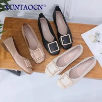 2022 fashion womens shoes flat soft soled driving maternity shoes beige womens spring and autumn square toe buckle work shoes