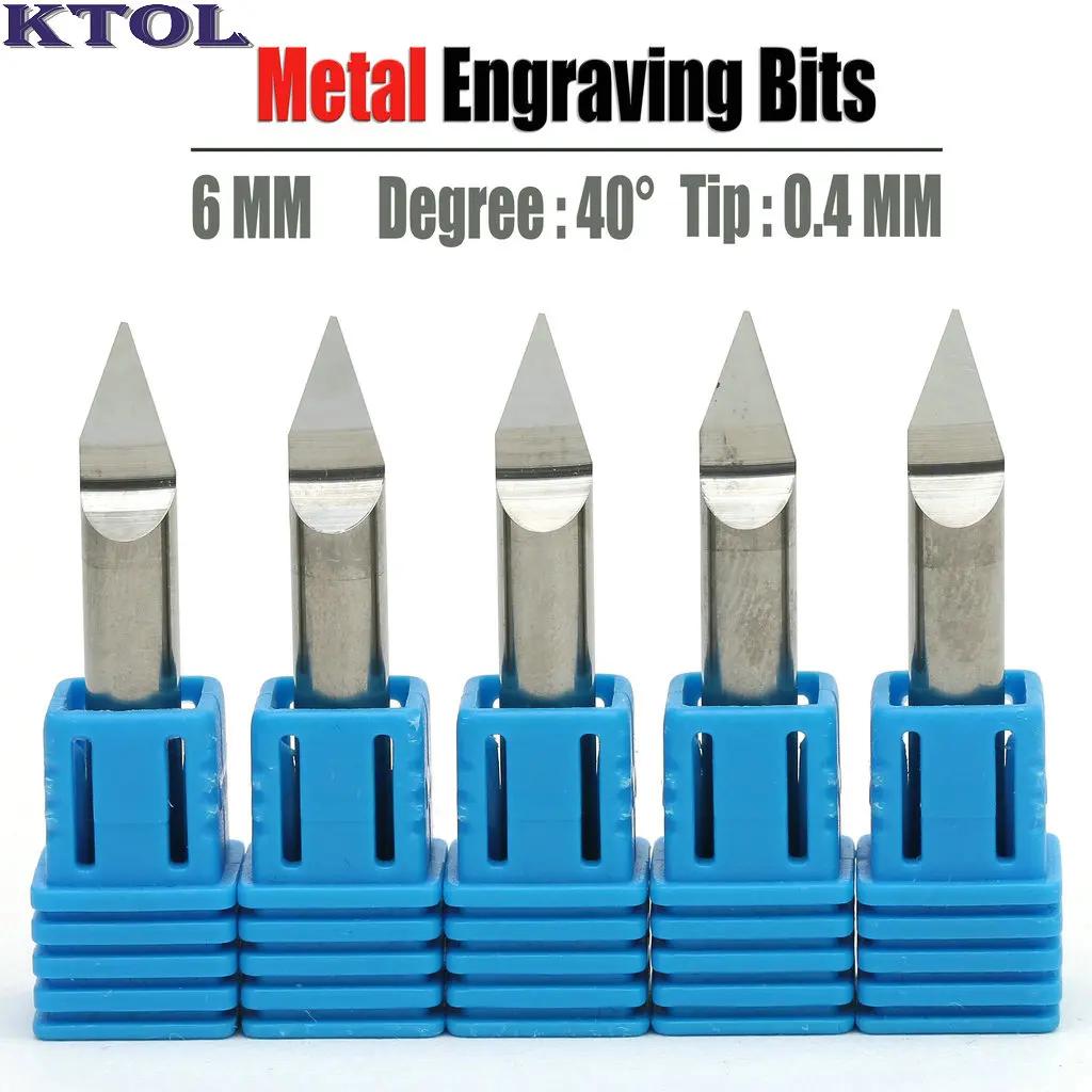 

6x0.4mm 40 Degree V-Carving Tool Tungsten Solid Carbide Router Cutter PCB CNC Engraving End Mill Bits for Metal Aluminium Steel