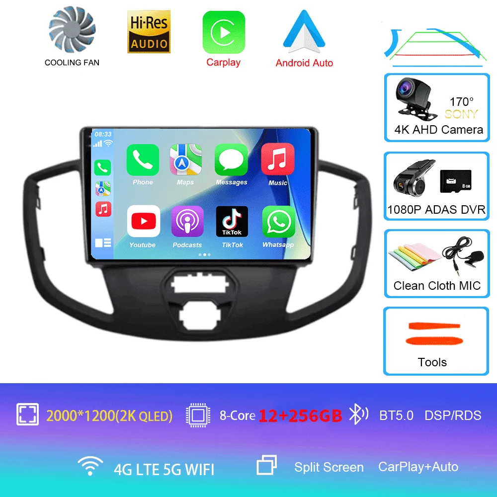 

Android 15 Wireless Carplay e Auto WIFI + 4G на Ford Transit 2015 2016 2017 2018 авторадио lettore видео мультимедиа Стерео 2d