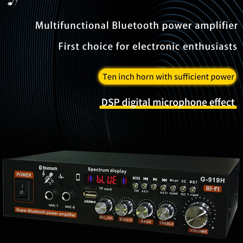 AK35/G919H 1000 Вт усилители мощности для дома и автомобиля 2-канальный Bluetooth объемный