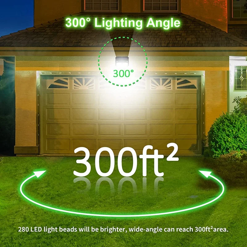 Promotion! 280 LED Solar Lights Outdoor With 300° Wide Angle Motion Sensor 3 White Lighting Modes IP65 |