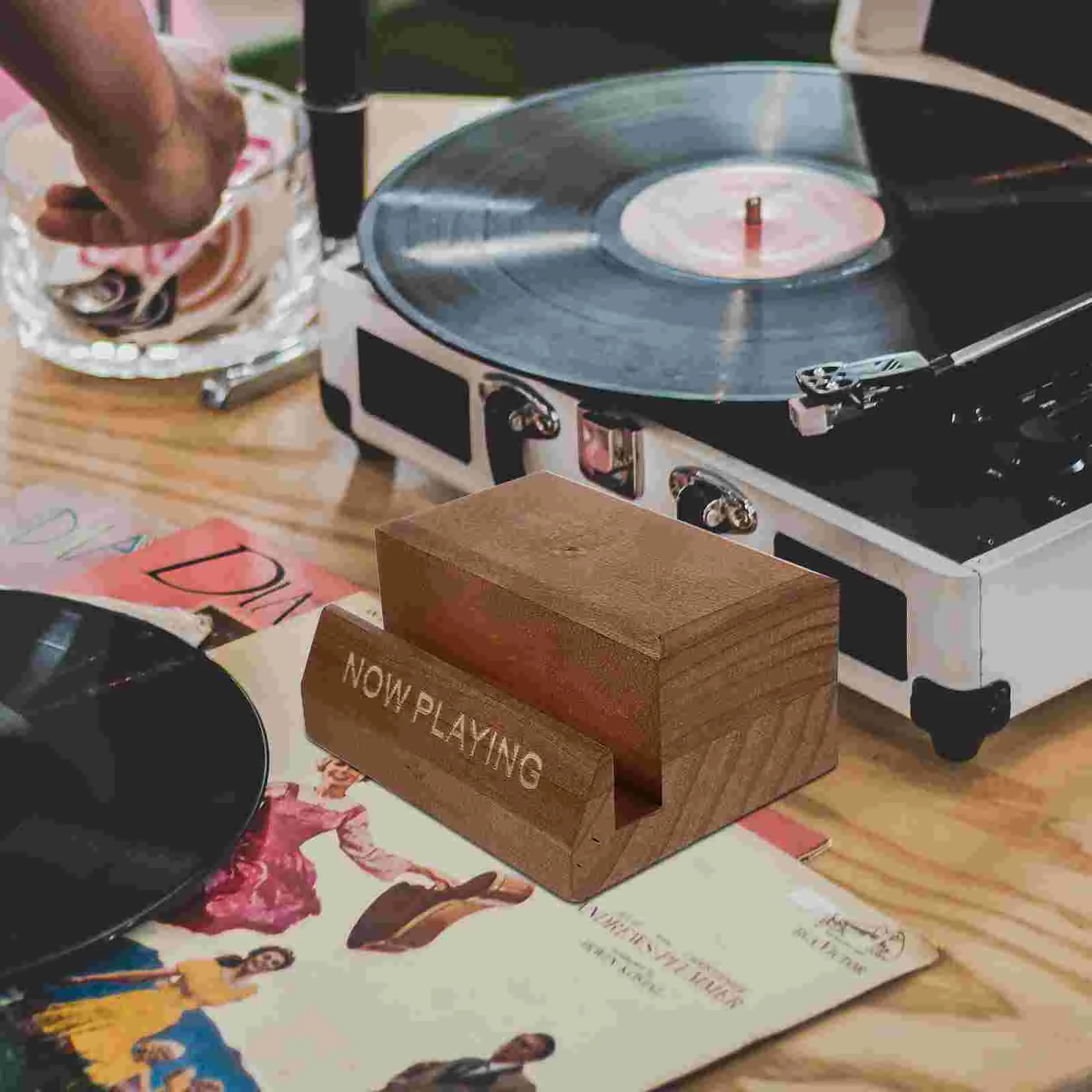 

Vinyl Record Rack Kickstand Album Cover Holder Desktop Support Wood Storage Wooden Tabletop