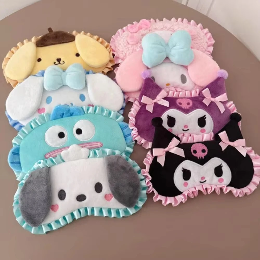 Фото Sanrio Kawaii плюшевая маска для глаз Kuromi Cinnamoroll сон затемнение повязка на глаза мелодия аниме обеденный перерыв тени для век женская защита №2