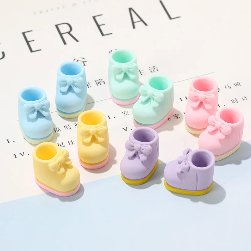 10 шт./лот кавайная имитация 3D миниатюрные ботинки с бантом из смолы кабошон