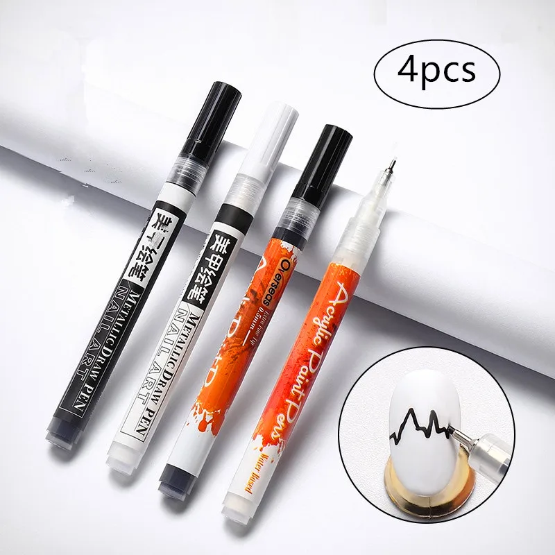 

4 шт., декоративные акриловые ручки для ногтей с граффити