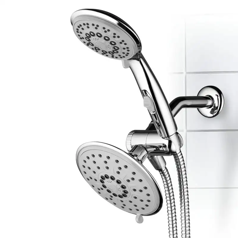 

30-Setting 3-way 6" Rainfall Shower Combo with ON/OFF Pause Switch and 5 ft. Stretchable Stainless-Steel Hose, Chrome