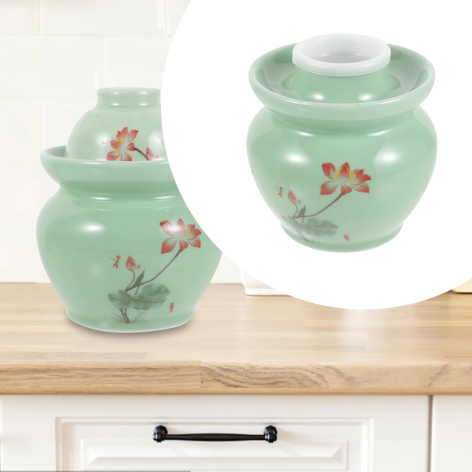 

Vegetable Jar Ceramic Container Empty Pickle Jars Lids Sealing Storage Household